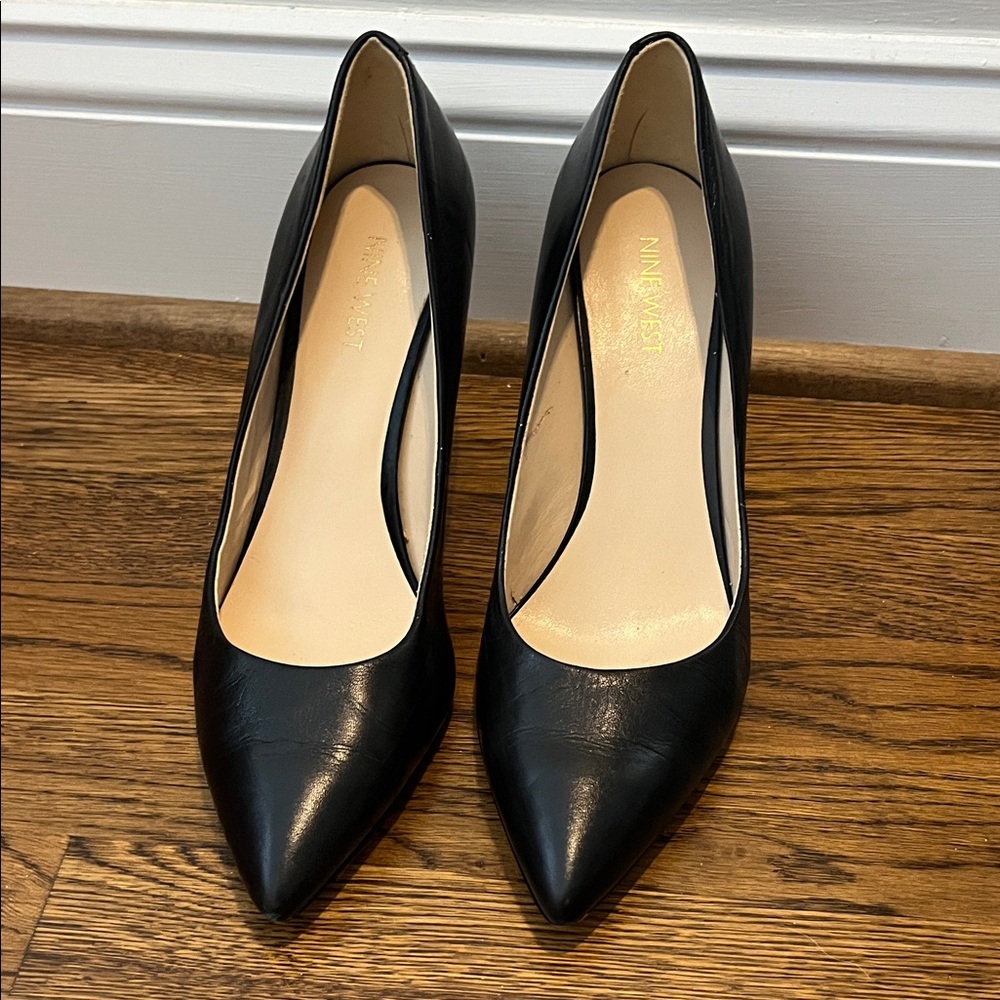 Flax Black Leather Heels